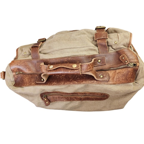 Rawlings Tan Canvas Brown Leather Duffle Bag Weekender The Finest In The Field - Picture 13 of 13